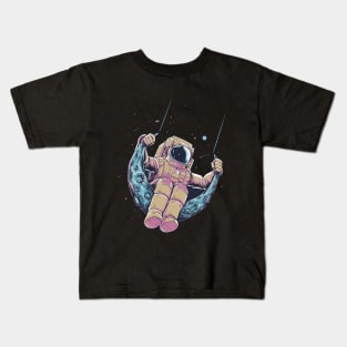 Astronaut Swinging From The Moon Kids T-Shirt